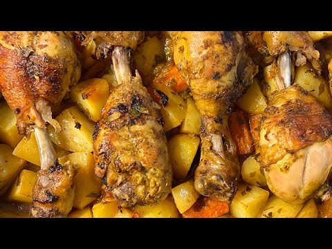 Best Ever Oven Baked Chicken Drumsticks! اطيب صينية دجاج و بطاطا بالفرن - Super Easy!