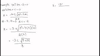Example of Quadratic Formula 4x^2+3x-2=0, 4x2+3x-2=0