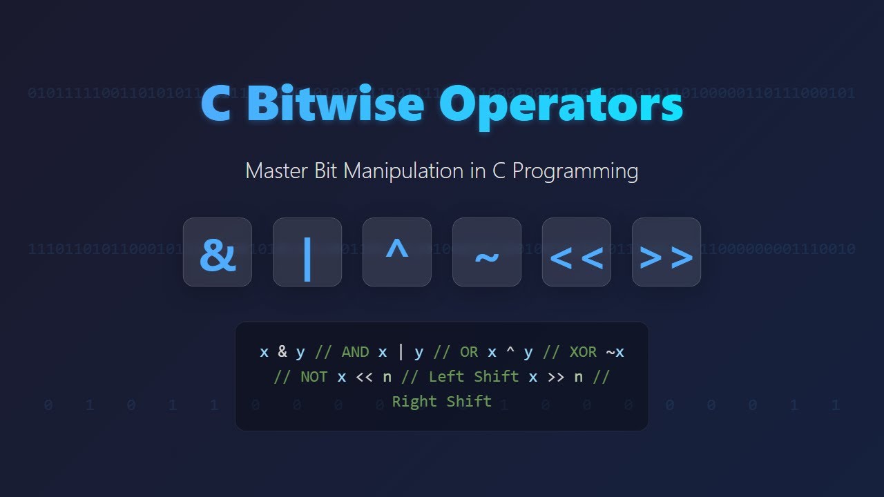 C Bitwise Operators: Mastering Bit Manipulation for Beginners - YouTube