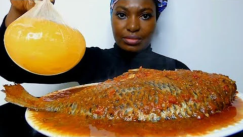 asmr mukbang extremely spicy fish pepper soup with starch fufu
