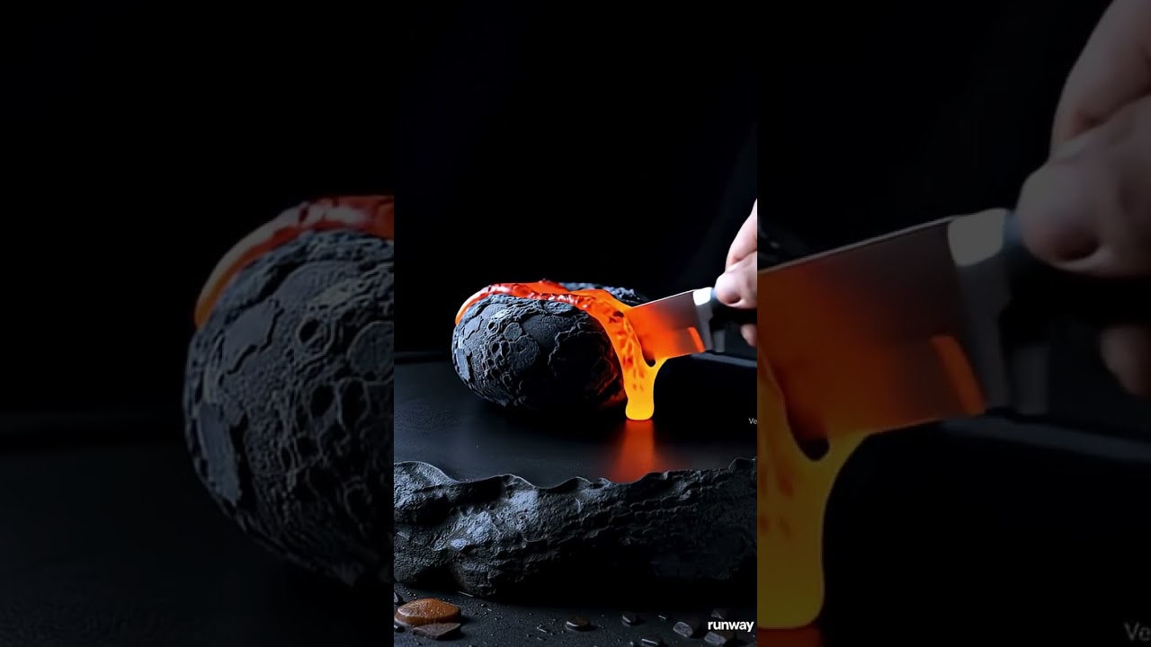 Cutting lava donuts 