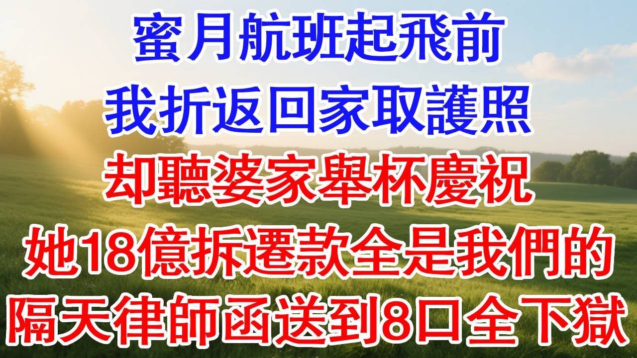 蜜月航班起飛前，我折返回家取護照，卻聽婆家舉杯慶祝：她18億拆遷款全是我們的！隔天律師函送到8口全下大獄。#為人處世#生活經驗#情感故事#故事#小說#戀愛#情感#婚姻