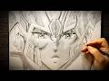 Lineart Gemini Saga (Saint Seiya) | Hand Drawn Graphite Art: Mastering Shading