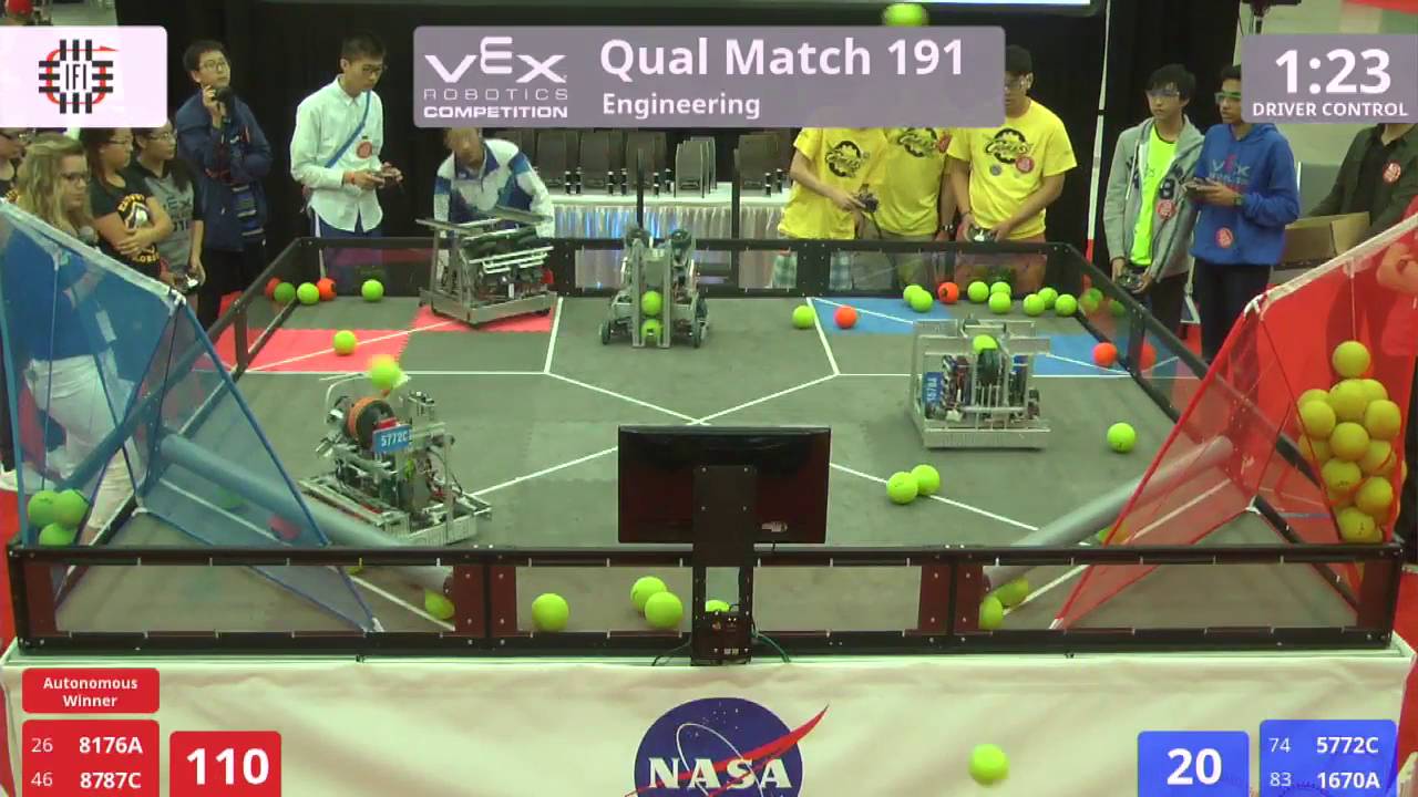 VEX Worlds 2016 - VRC High School - Engineering - Qual 191 (8176A 8787C) 174 vs 142 (5772C 1670A)