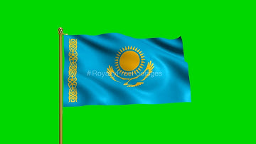 Kazakhstan National Flag | World Countries Green Screen Flag animation loop | Royalty Free Footages