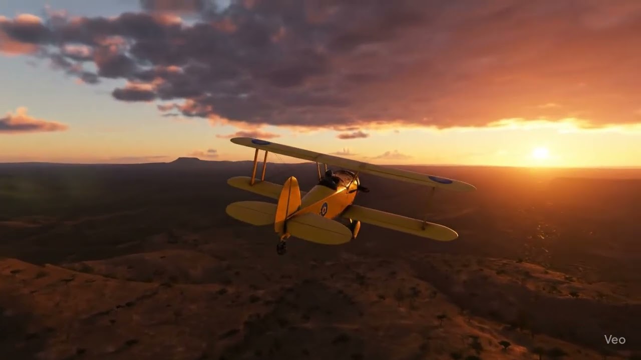 Biplane at Sunset - AI generated video