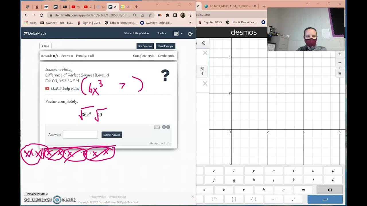 Desmos Study Guide Pt 6 (Quadratic Formula (Rational Sol) to Table to