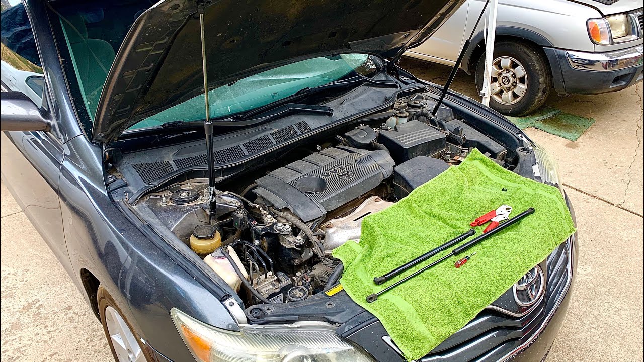 Hood lift supports replacement on a Toyota Camry 2007-2011