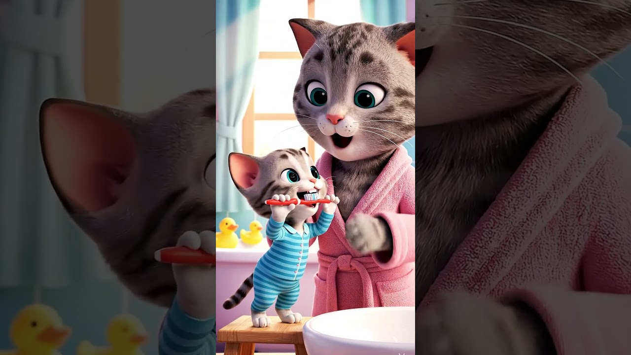 Brush Your Teeth with Mommy Cat 🐱🪥 | Fun Tooth Brushing Nursery Rhyme for Kids