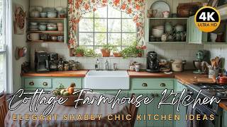 Cozy Cottage Farmhouse Kitchen Decor Ideas with Elegant Shabby Chic Small Kitchen Design