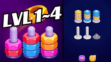 🏅 NUT SORT 🤪 Level 1~4 🧩 Gameplay Walkthrough - REMASTERED
