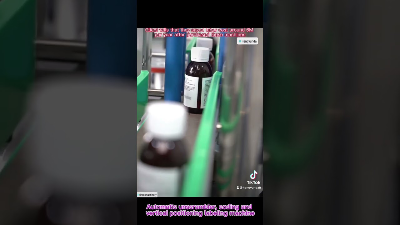 Automation production linear, show of unscrambler, inkjet coding, labeling machine for the line 