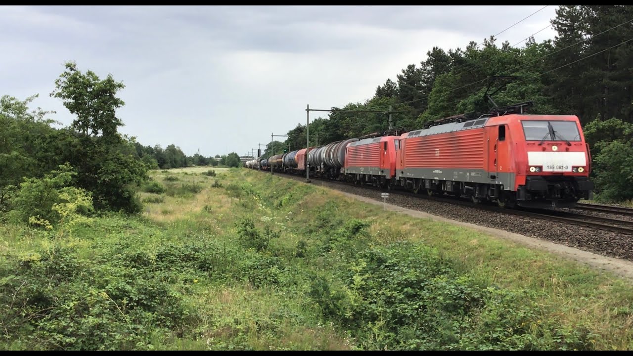 Nice Mixed Freight Train, doubletraction, 2 Electric locomotives Class189 DB Cargo at Blerick 🇳🇱👍👍🚂🚂