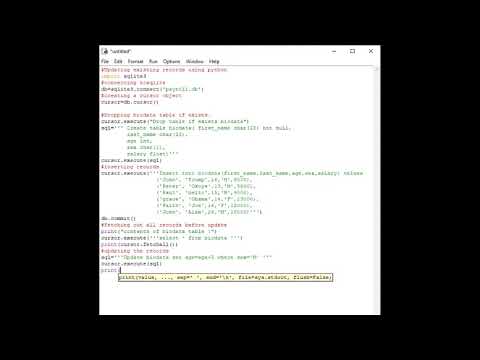 creating database,table,Updating and retrieving records in Python - YouTube