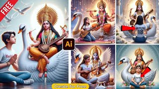 How To Create Ai Images For Free | Saraswati Puja Photo Editing |🚩 saraswati maa photo with name screenshot 3