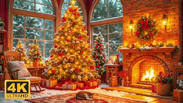 Peaceful Christmas Ambience 🎄🔥 Soft Holiday Music with Warm Fireplace & Falling Snow