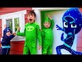 PJ Masks Night Ninja Plays In GIANT Playhouse Pretend Play!