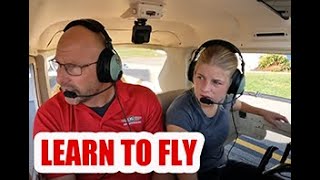 Flight lesson with Alyssa.  First time talking to ATC.
