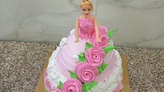 new  doll cake  pink flower pineapple flavour  doll  cake  👸👸🎂👍@Akashkumarsencakechef