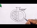 How to draw fruits for kids, fresh fruits and vegetables drawing