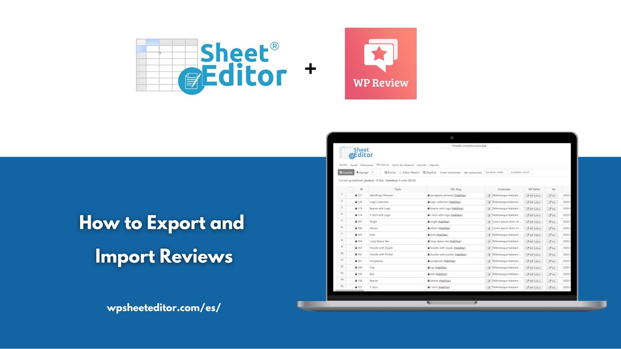 video WP Sheet Editor