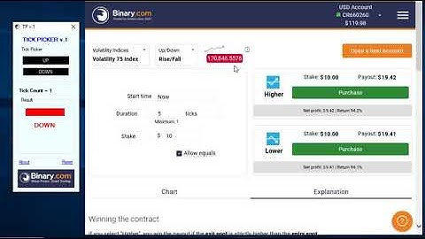 Tick trading Software | Binary.com $120 5min 😋😋