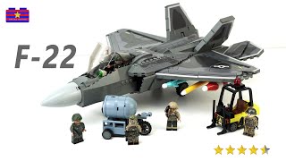 Lego Military: F-22 Raptor Fighter Jet Brick Set Unbox & Build from Sembo | stop-motion