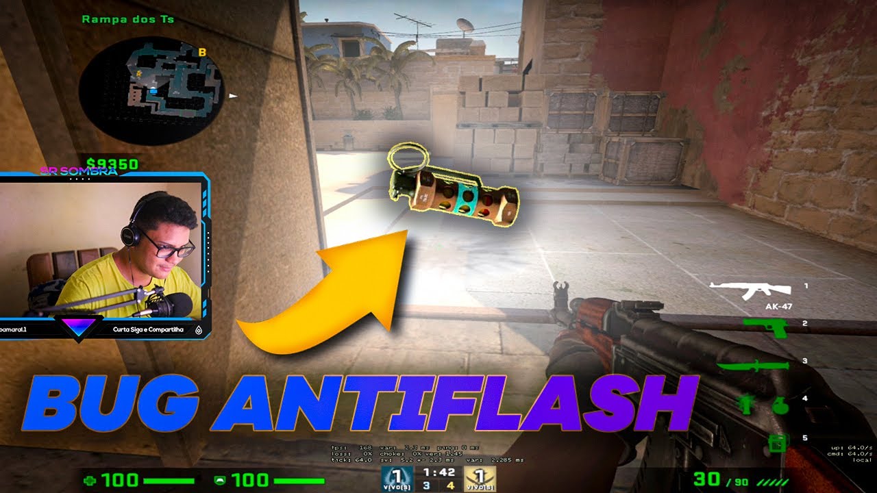 COMO FAZER BUG FLASH CS GO (BUG ANTIFLASH) BUG NAO FICAR CEGO BUG FLASH ...