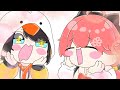 【手描き】命懸けで致死量チキチキ銀杏レースをするみこスバ【ホロライブ/切り抜き漫画/さくらみこ/大空スバル/大神ミオ】