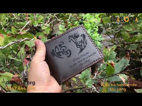 VÍ DA KHẮC TÊN | BÓP DA BÒ NAM HANDAMDE IN CHỮ DABODA | bóp da khắc tên
