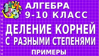 ДЕЛЕНИЕ КОРНЕЙ С РАЗНЫМИ СТЕПЕНЯМИ. Примеры | АЛГЕБРА 9-10 класс