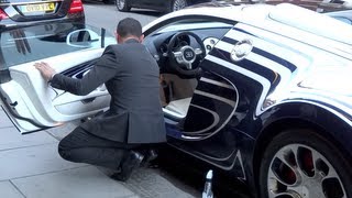 Cleaning The Bugatti Veyron L'Or Blanc Outside Harrods in London!