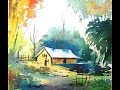 simple watercolor landscape painting, watercolor painting for beginners