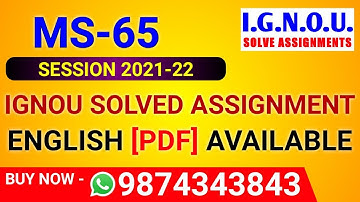 MS-065 Solved Assignment 2021-22 in English, MS 65 Solved Assignment 2022, MS-065 Assignment