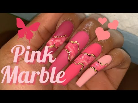 Pink Marble Nails With Gold Tips Pictures, Photos, and Images for Facebook,  Tumblr, Pinterest, and Twitter