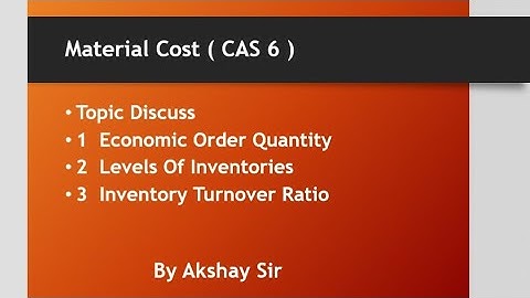 CMA Intermediate  Material Cost  ( EOQ , Level of Inventory , ITR )  CMA/CA/CS/MBA/MCOM  #CMAinter