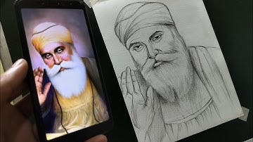 Free hand drawing  for beginners // Guru Nanak Dev Ji Drawing // Step by Step Tutorial drawing.