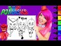 Coloring PJ Masks Owlette, Catboy & Gekko Coloring Page Prismacolor Markers | KiMMi THE CLOWN