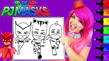 Coloring PJ Masks Owlette, Catboy & Gekko Coloring Page Prismacolor Markers | KiMMi THE CLOWN