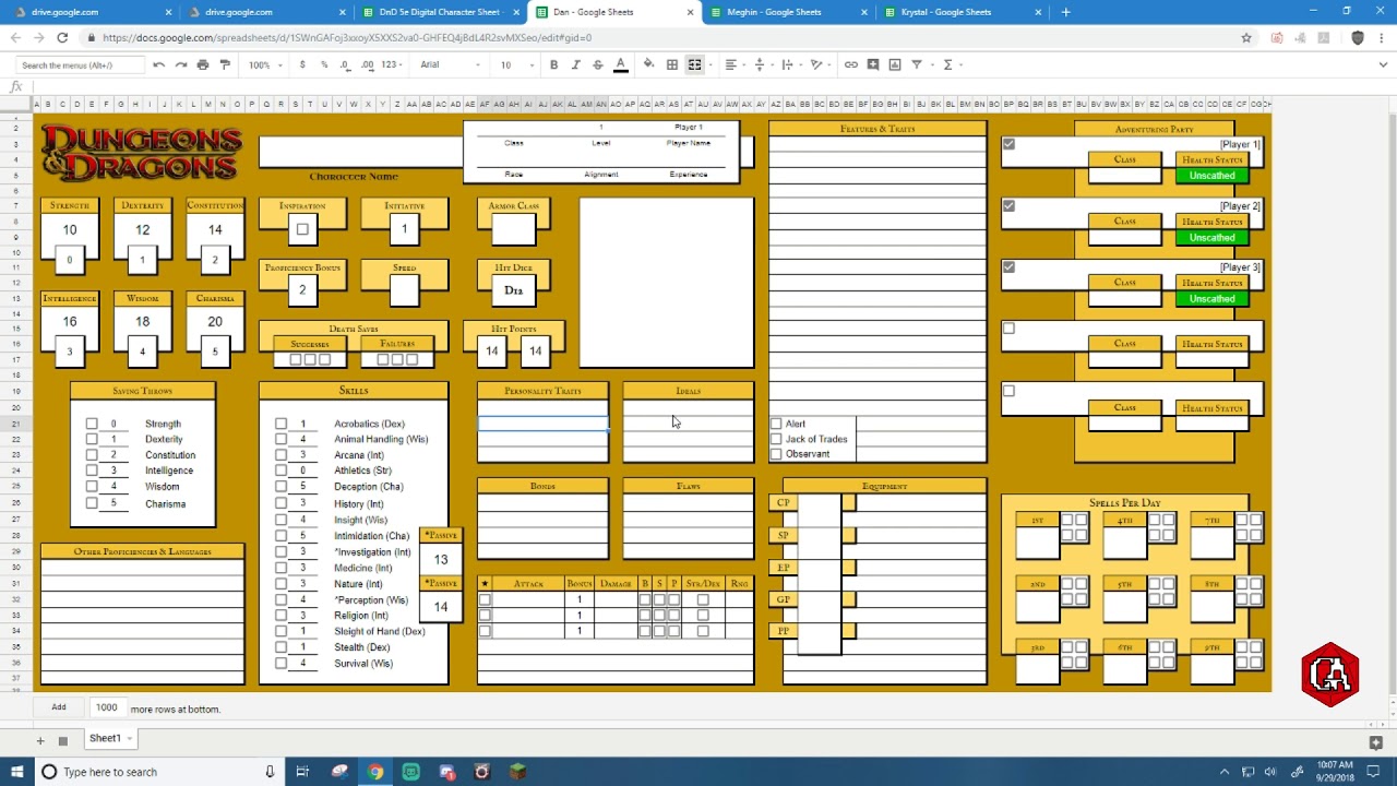 Dnd5e Interactive Character Sheet Youtube