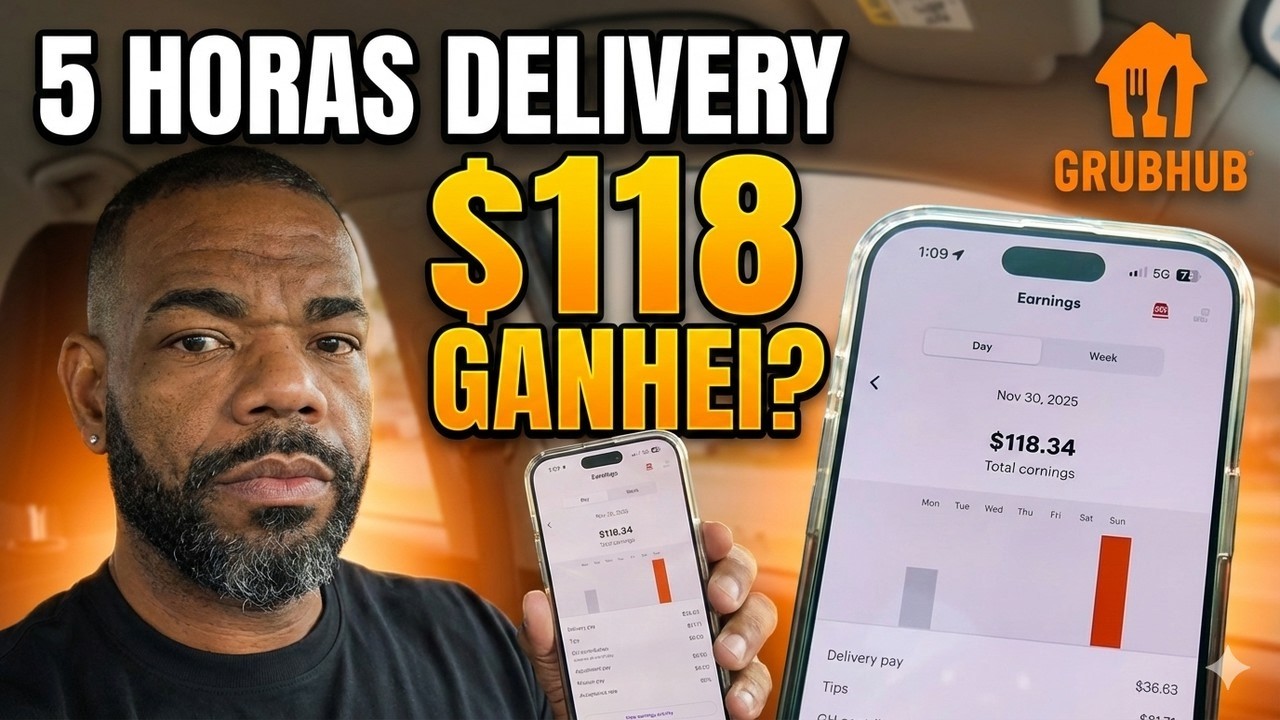 Fiz DELIVERY 5 HORAS nos EUA SEM INGLÊS | Quanto DEU? (Grubhub Real)