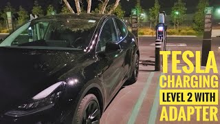 How To Charge A Tesla Using A Level 2 Charger With Adapter!