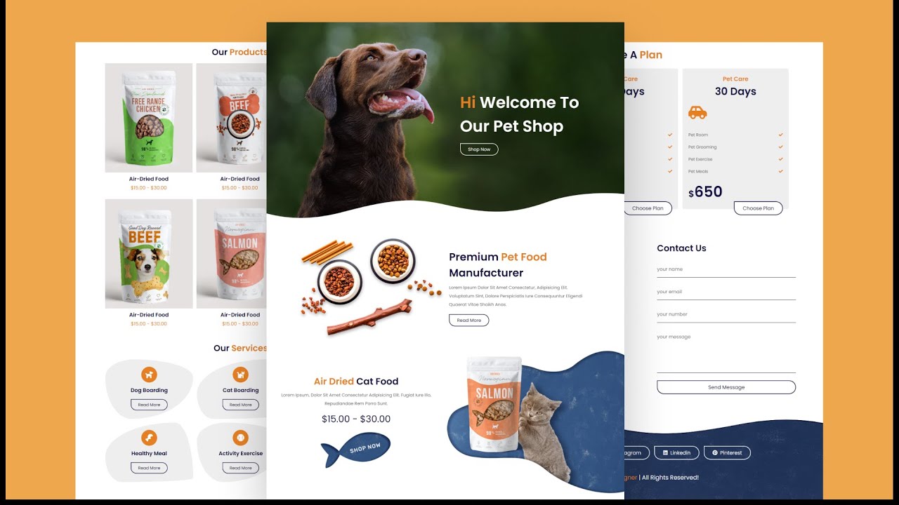 Create A Responsive Pet Service Shop Website Design Template Using HTML CSS  / SASS & JavaScript - YouTube