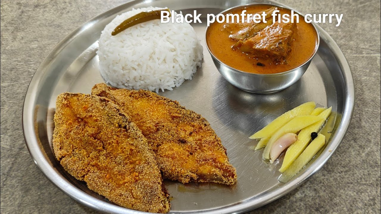 Black pomfret curry/ Pomfret fish curry/ fish curry/ pomfret fry