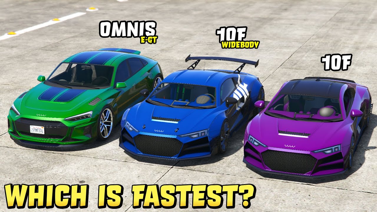 GTA 5 - OMNIS E-GT vs 10F vs 10F WIDEBODY - Which is Fastest? - YouTube