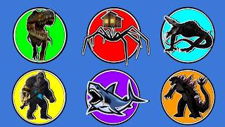 Spin Wheel Monster !! Siren Head vs Megalodon vs Godzilla vs Skullcrawler vs Trex vs King Kong ...