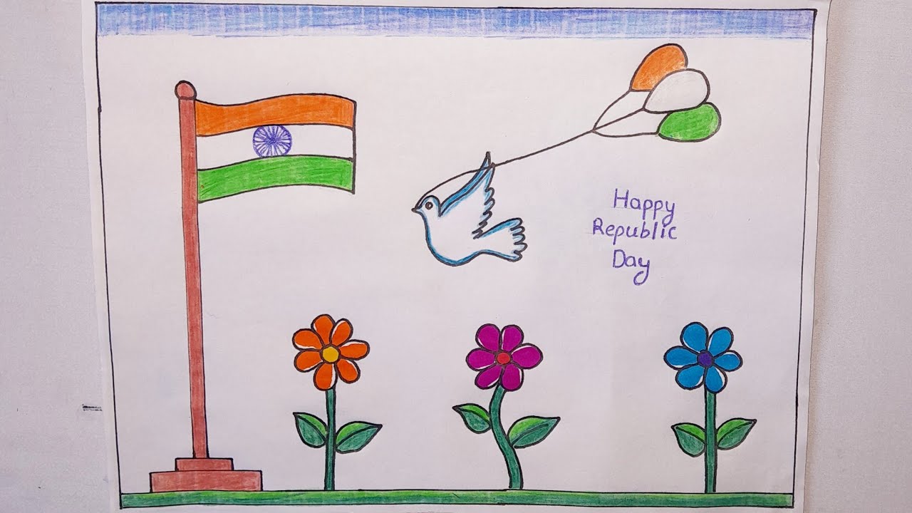 Republic Day Drawing  / Republic Day Poster Making/ Colour Pencil Drawing 