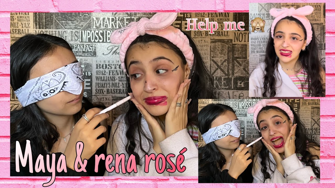 My sister does my makeup blindfolded ( 3arabeze addition ) 🙈😭💄￼