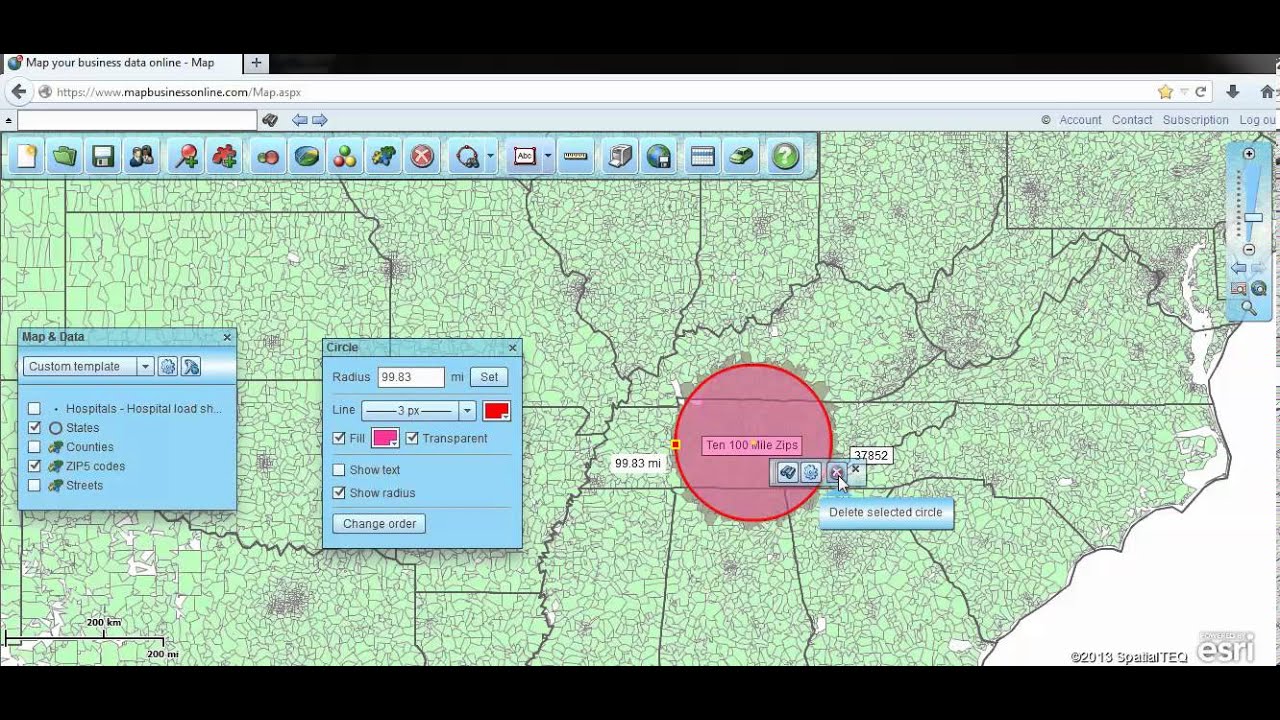Creating a Zip Code Donut - Map Business Online - YouTube