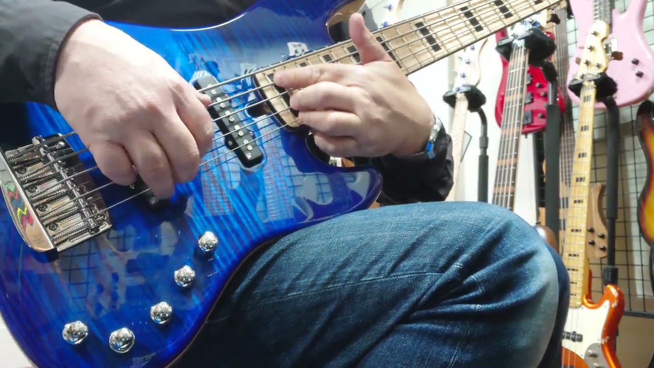 Mayones Jabba Custom5 Flame Maple Infinite Blue DEMO - YouTube